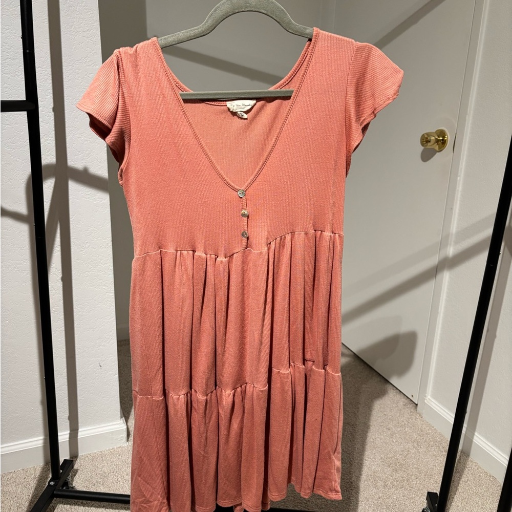 See You Monday Coral Button-Front Dress